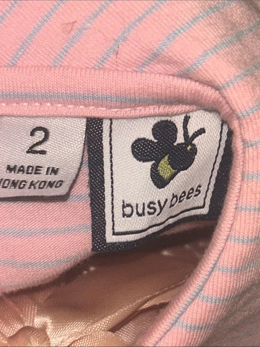Busy Bees Toddler Pink Striped Long Sleeve Dress w/Peter Pan Collar